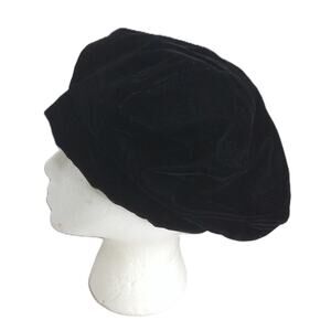 Vintage A Brod Black Velvet Beret Hat